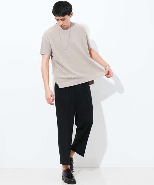 STUDIOUS（ステュディオス）の「 【ZOZO限定】STUDIOUS ドロップショルダー畦編みビッグニットT（Tシャツ/カットソー・メンズ・オフホワイト/グリーン/ベージュ・2/1/3）」の12枚目の写真