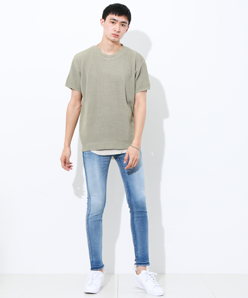 STUDIOUS（ステュディオス）の「 【ZOZO限定】STUDIOUS ドロップショルダー畦編みビッグニットT（Tシャツ/カットソー・メンズ・オフホワイト/グリーン/ベージュ・2/1/3）」の22枚目の写真