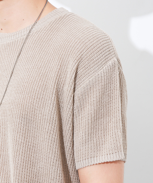 STUDIOUS（ステュディオス）の「 【ZOZO限定】STUDIOUS ドロップショルダー畦編みビッグニットT（Tシャツ/カットソー・メンズ・オフホワイト/グリーン/ベージュ・2/1/3）」の10枚目の写真