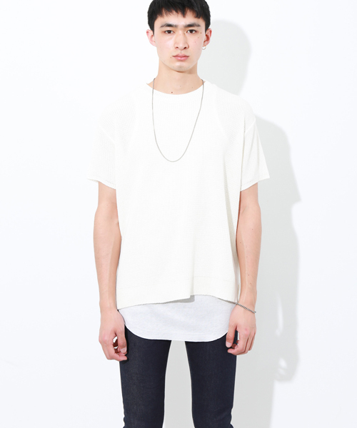 STUDIOUS（ステュディオス）の「 【ZOZO限定】STUDIOUS ドロップショルダー畦編みビッグニットT（Tシャツ/カットソー・メンズ・オフホワイト/グリーン/ベージュ・2/1/3）」の18枚目の写真