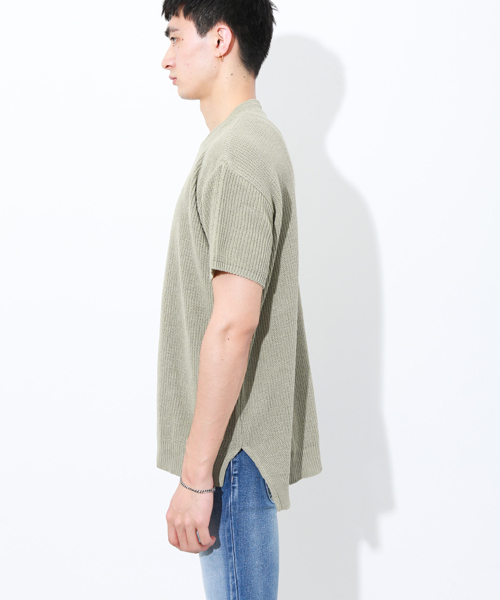 STUDIOUS（ステュディオス）の「 【ZOZO限定】STUDIOUS ドロップショルダー畦編みビッグニットT（Tシャツ/カットソー・メンズ・オフホワイト/グリーン/ベージュ・2/1/3）」の14枚目の写真