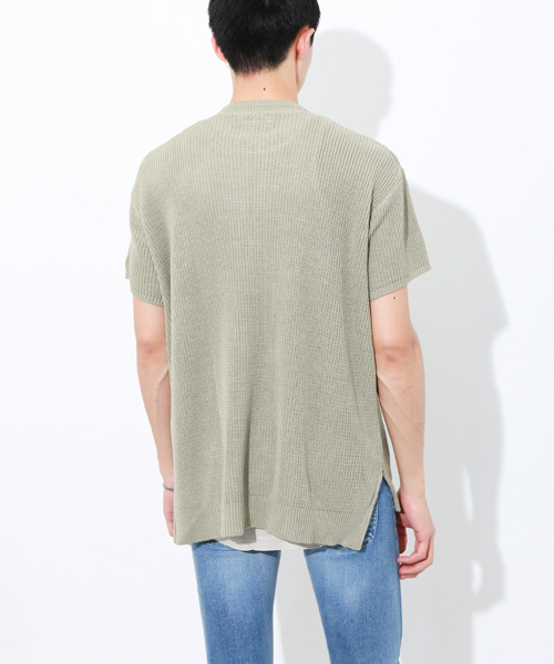 STUDIOUS（ステュディオス）の「 【ZOZO限定】STUDIOUS ドロップショルダー畦編みビッグニットT（Tシャツ/カットソー・メンズ・オフホワイト/グリーン/ベージュ・2/1/3）」の15枚目の写真