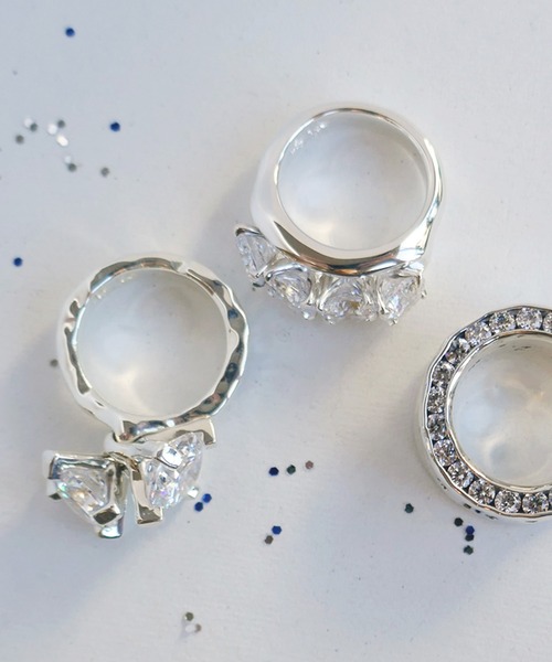 ジルコニア2粒ゆれリング