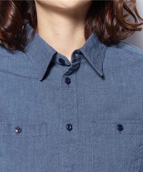 coen（コーエン）の「シャンブレーストライプワークシャツ（シャツ/ブラウス・レディース・ライトブルー/ネイビー・SMALL/MEDIUM/LARGE）」の5枚目の写真