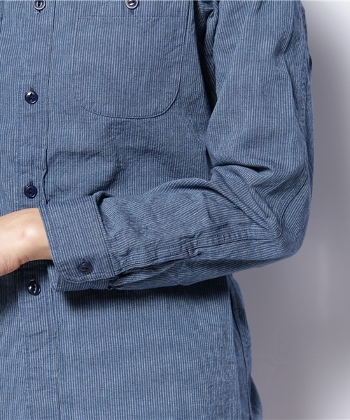 coen（コーエン）の「シャンブレーストライプワークシャツ（シャツ/ブラウス・レディース・ライトブルー/ネイビー・SMALL/MEDIUM/LARGE）」の6枚目の写真