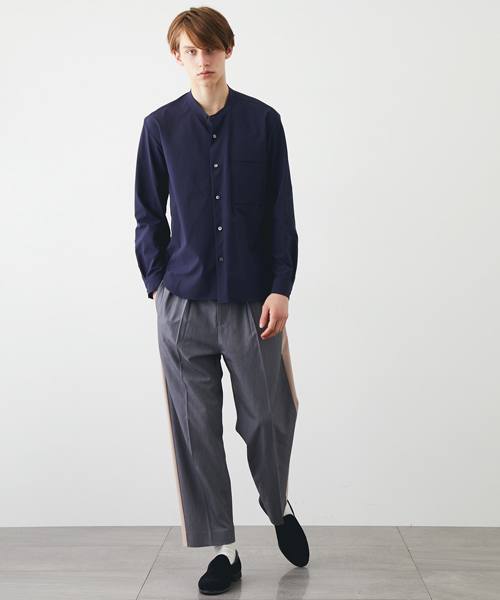 STUDIOUS HIGH(ストゥディオスハイ)の「リネコ2WAYバンドカラーシャツ(シャツ/ブラウス・メンズ・ブルー/ネイビー・1/2)」の10枚目の写真