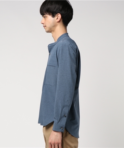 STUDIOUS HIGH(ストゥディオスハイ)の「リネコ2WAYバンドカラーシャツ(シャツ/ブラウス・メンズ・ブルー/ネイビー・1/2)」の4枚目の写真