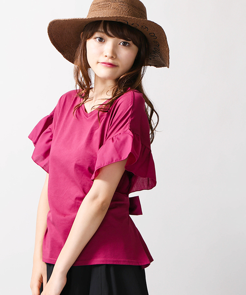 WEGO（ウィゴー）の「WEGO/2WAYウエストリボンTシャツ（Tシャツ/カットソー・レディース・ホワイト/サックスブルー/ワイン/カーキ/ブラック・FREE）」の5枚目の写真