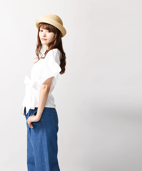 WEGO（ウィゴー）の「WEGO/2WAYウエストリボンTシャツ（Tシャツ/カットソー・レディース・ホワイト/サックスブルー/ワイン/カーキ/ブラック・FREE）」の16枚目の写真