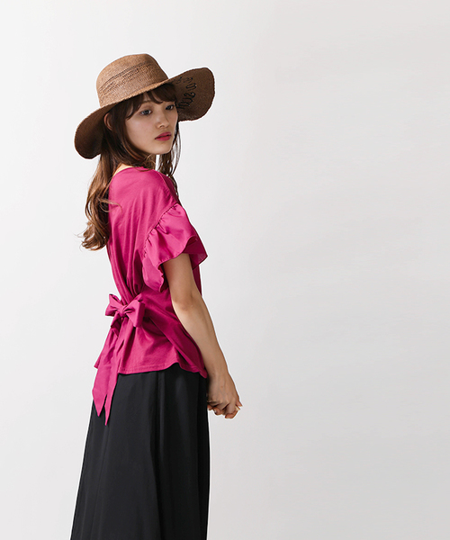 WEGO（ウィゴー）の「WEGO/2WAYウエストリボンTシャツ（Tシャツ/カットソー・レディース・ホワイト/サックスブルー/ワイン/カーキ/ブラック・FREE）」の18枚目の写真