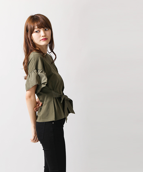 WEGO（ウィゴー）の「WEGO/2WAYウエストリボンTシャツ（Tシャツ/カットソー・レディース・ホワイト/サックスブルー/ワイン/カーキ/ブラック・FREE）」の21枚目の写真