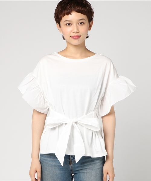 WEGO（ウィゴー）の「WEGO/2WAYウエストリボンTシャツ（Tシャツ/カットソー・レディース・ホワイト/サックスブルー/ワイン/カーキ/ブラック・FREE）」の6枚目の写真