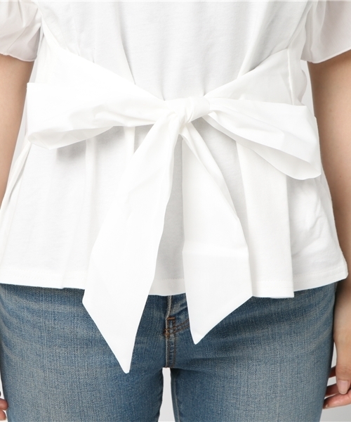 WEGO（ウィゴー）の「WEGO/2WAYウエストリボンTシャツ（Tシャツ/カットソー・レディース・ホワイト/サックスブルー/ワイン/カーキ/ブラック・FREE）」の12枚目の写真