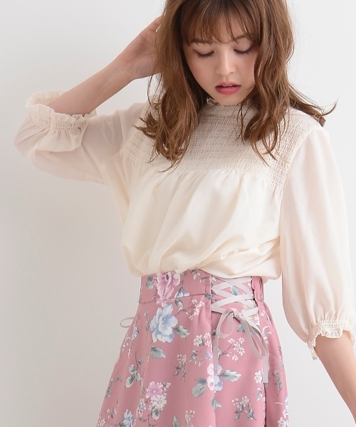 MAJESTIC LEGON（マジェスティックレゴン）の「スタンドフリルシャーリングブラウス（シャツ/ブラウス・レディース・ブラック/アイボリー/ピンク・SMALL/MEDIUM）」の6枚目の写真