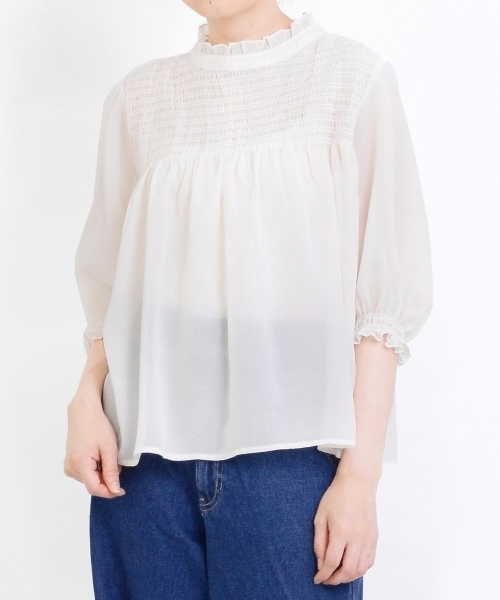 MAJESTIC LEGON（マジェスティックレゴン）の「スタンドフリルシャーリングブラウス（シャツ/ブラウス・レディース・ブラック/アイボリー/ピンク・SMALL/MEDIUM）」の10枚目の写真