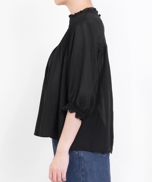 MAJESTIC LEGON（マジェスティックレゴン）の「スタンドフリルシャーリングブラウス（シャツ/ブラウス・レディース・ブラック/アイボリー/ピンク・SMALL/MEDIUM）」の12枚目の写真