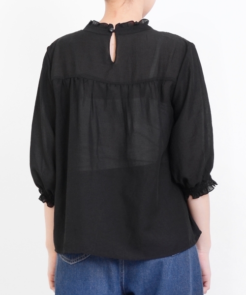 MAJESTIC LEGON（マジェスティックレゴン）の「スタンドフリルシャーリングブラウス（シャツ/ブラウス・レディース・ブラック/アイボリー/ピンク・SMALL/MEDIUM）」の13枚目の写真