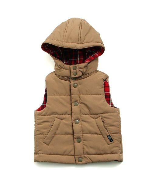 apres les cours（アプレレクール）の「リバーシブル中綿ベスト（ダウンベスト・キッズ・ネイビー/キャメル・90/80/100/110/120/130/140）」の2枚目の写真