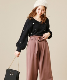 natural couture | パール付きシャギーニット(ニット/セーター)