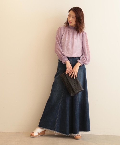 FREE'S MART（フリーズマート）の「シャーリングネックギンガムチェックブラウス（シャツ/ブラウス・レディース・クリアグリーン/ブラック系その他/パープル系その他・FREE）」の22枚目の写真