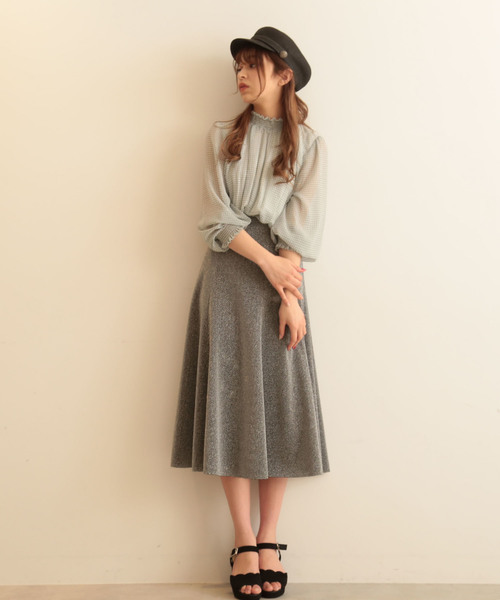 FREE'S MART（フリーズマート）の「シャーリングネックギンガムチェックブラウス（シャツ/ブラウス・レディース・クリアグリーン/ブラック系その他/パープル系その他・FREE）」の20枚目の写真