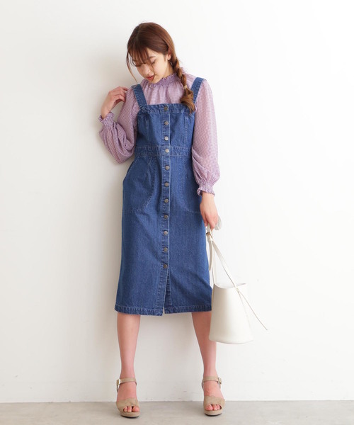 FREE'S MART（フリーズマート）の「シャーリングネックギンガムチェックブラウス（シャツ/ブラウス・レディース・クリアグリーン/ブラック系その他/パープル系その他・FREE）」の7枚目の写真