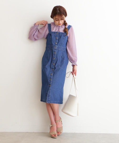 FREE'S MART（フリーズマート）の「シャーリングネックギンガムチェックブラウス（シャツ/ブラウス・レディース・クリアグリーン/ブラック系その他/パープル系その他・FREE）」の6枚目の写真