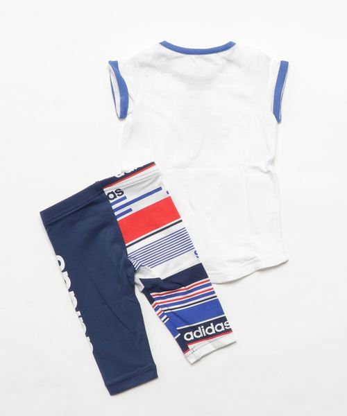 adidas(アディダス)の「I Mini-Me SPORT ID ガールズTシャツ上下セット(Tシャツ/カットソー・キッズ・ホワイト×ブルー・70/80/90/100)」の2枚目の写真