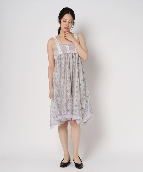 アクシーズファム ストライプチュールドレス axes femme（アクシーズファム）の「ストライプチュールドレス