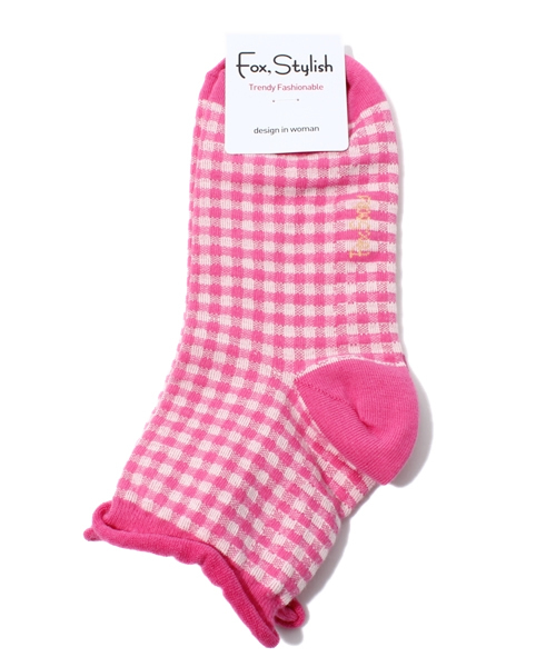 WEGO（ウィゴー）の「WEGO/ギンガムクルーソックス（ソックス/靴下・レディース・ブラック/グリーン/ブルー/ピンク・FREE）」の4枚目の写真