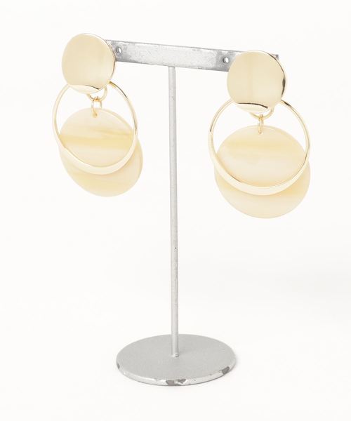 LOWRYS FARM（ローリーズファーム）の「フープ＊オーバル２ＷＡＹイヤリング　816729（イヤリング・レディース・ブラウン/アイボリー/クリア・FREE）」の6枚目の写真