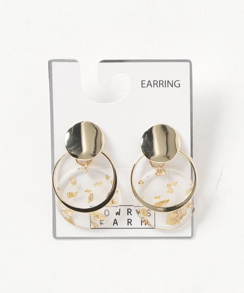 LOWRYS FARM（ローリーズファーム）の「フープ＊オーバル２ＷＡＹイヤリング　816729（イヤリング・レディース・ブラウン/アイボリー/クリア・FREE）」の3枚目の写真