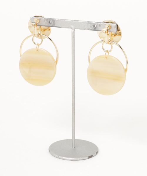 LOWRYS FARM（ローリーズファーム）の「フープ＊オーバル２ＷＡＹイヤリング　816729（イヤリング・レディース・ブラウン/アイボリー/クリア・FREE）」の4枚目の写真