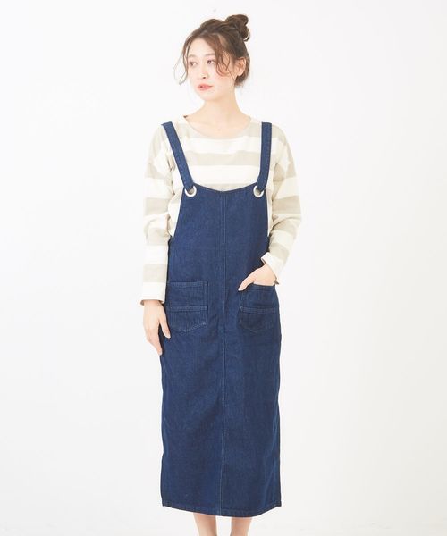 Cube Sugar キューブシュガー の Web限定 前後2wayサロペットデニムスカート ジャンパースカート Wear