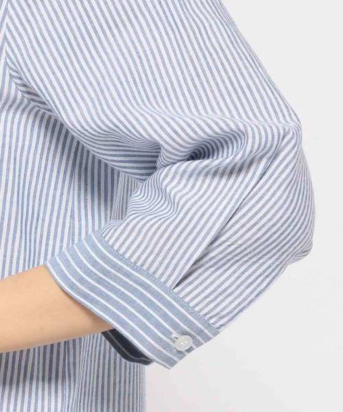 DECOY SINCE 1981（デコイシンスイチキュウハチイチ）の「◇カタログ掲載◇【麻混シリーズ】ストライプロングシャツ（シャツ/ブラウス・レディース・ブルー/グリーン・11号/13号/9号）」の5枚目の写真