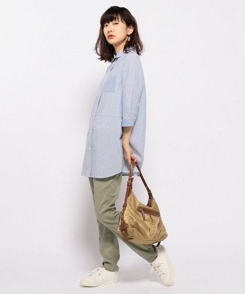 DECOY SINCE 1981（デコイシンスイチキュウハチイチ）の「◇カタログ掲載◇【麻混シリーズ】ストライプロングシャツ（シャツ/ブラウス・レディース・ブルー/グリーン・11号/13号/9号）」の11枚目の写真