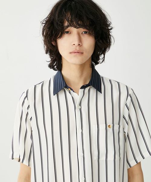 STUDIOUS 長袖ストライプシャツ　ネイビー STUDIOUS（ステュディオス）の「【STUDIOUS】ストライプビッグ