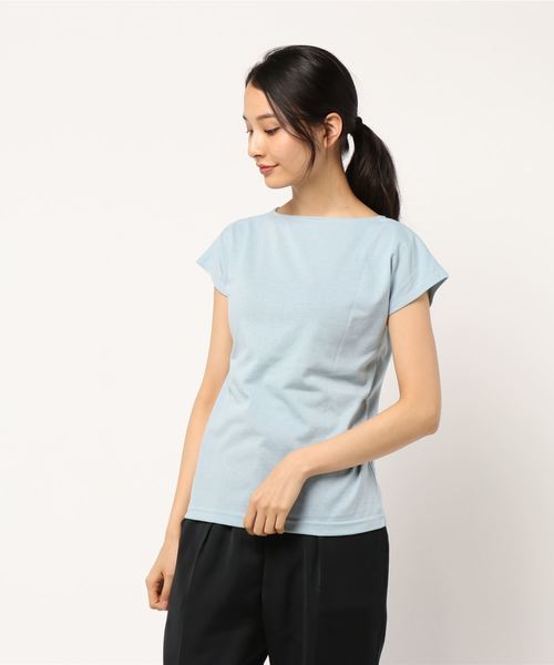 KOBE LETTUCE（コウベレタス）の「汗ジミ防止前後2WAY半袖Tシャツ（Tシャツ/カットソー・レディース・オフホワイト/ブルー系その他/グレー/ベージュ/ブラック/ホワイト×ブラック・FREE）」の6枚目の写真