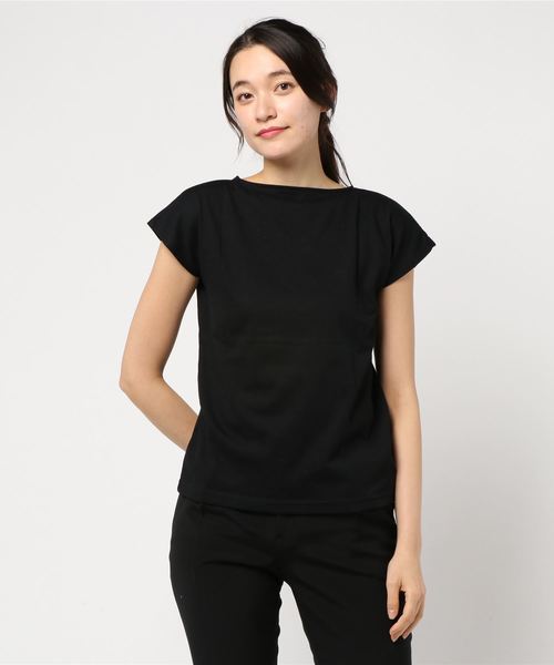 KOBE LETTUCE（コウベレタス）の「汗ジミ防止前後2WAY半袖Tシャツ（Tシャツ/カットソー・レディース・オフホワイト/ブルー系その他/グレー/ベージュ/ブラック/ホワイト×ブラック・FREE）」の4枚目の写真