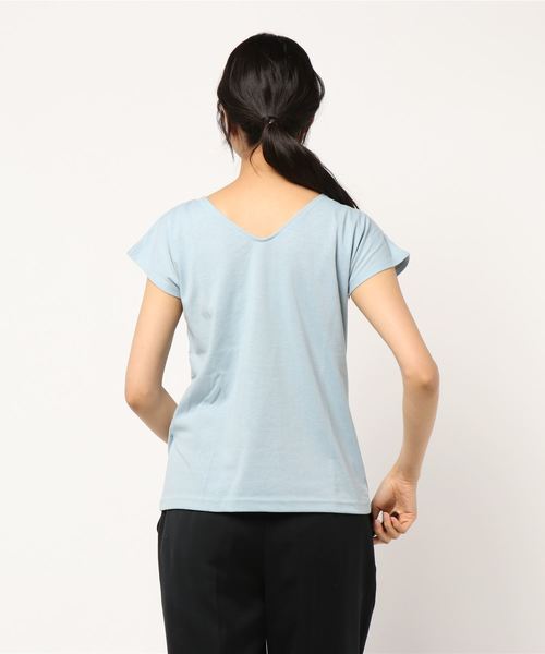 KOBE LETTUCE（コウベレタス）の「汗ジミ防止前後2WAY半袖Tシャツ（Tシャツ/カットソー・レディース・オフホワイト/ブルー系その他/グレー/ベージュ/ブラック/ホワイト×ブラック・FREE）」の7枚目の写真