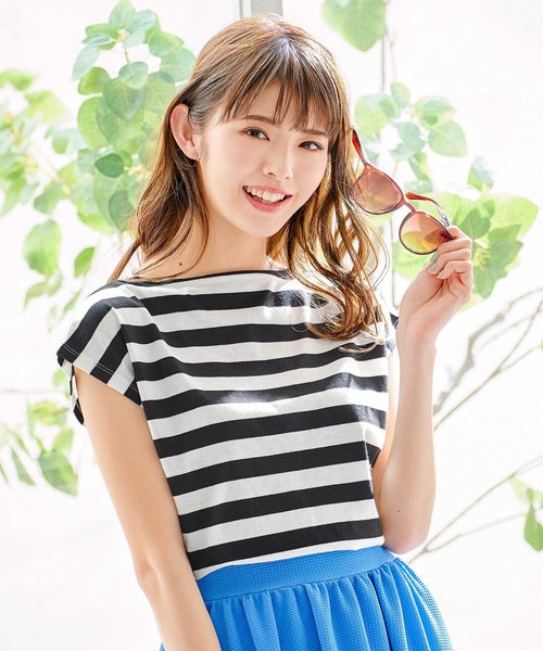 KOBE LETTUCE（コウベレタス）の「汗ジミ防止前後2WAY半袖Tシャツ（Tシャツ/カットソー・レディース・オフホワイト/ブルー系その他/グレー/ベージュ/ブラック/ホワイト×ブラック・FREE）」の3枚目の写真