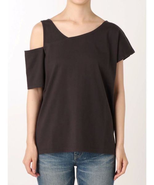 Ungrid(アングリッド)の「アシメデザインショルダーTee(Tシャツ/カットソー・レディース・チャコールグレー/オフホワイト/モカ・FREE)」の5枚目の写真