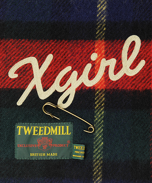 X-girl（エックスガール）の「X-girl×TWEEDMILL（ストール/ショール・レディース・マルチ/ネイビー・ONE SIZE）」の5枚目の写真
