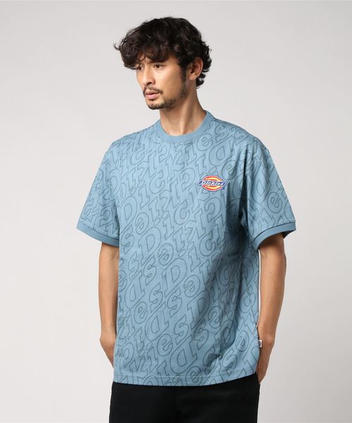Dickies(ディッキーズ)の「【メンズ】総柄Dickiesロゴ刺繍入り半袖Tシャツ(Tシャツ/カットソー)」|ブルー