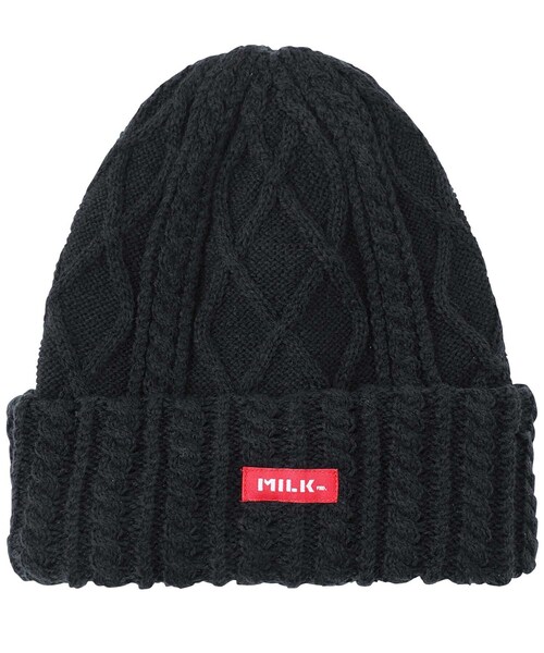 MILKFED.（ミルクフェド）の「MILKFED CABLE KNIT CAP（ニットキャップ/ビーニー・レディース・ホワイト/ブラック/ネイビー/ブラウン/レッド/グリーン・ONE SIZE）」の6枚目の写真