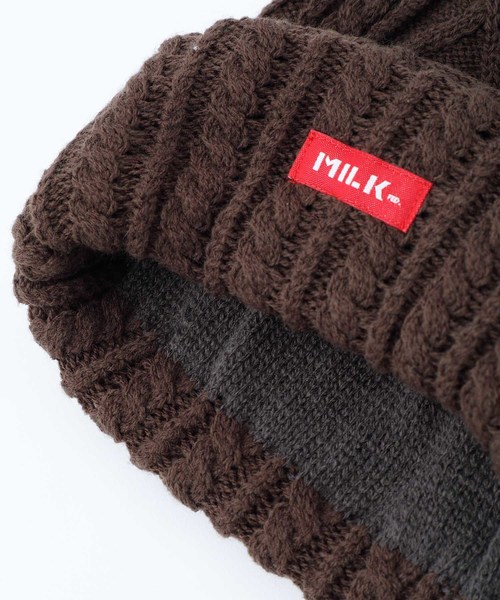 MILKFED.（ミルクフェド）の「MILKFED CABLE KNIT CAP（ニットキャップ/ビーニー・レディース・ホワイト/ブラック/ネイビー/ブラウン/レッド/グリーン・ONE SIZE）」の7枚目の写真