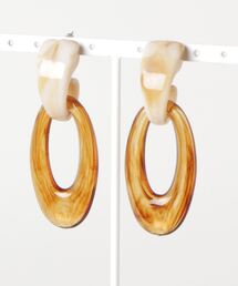 【Caramel late】ベージュ×オーバルピアス