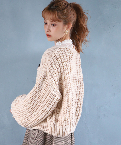 one after another NICE CLAUP（ワンアフターアナザーナイスクラップ）の「ケーブルニットカーディガン（カーディガン/ボレロ・レディース・ベージュ/アイボリー/ピンク系その他/ボルドー/ブラック・FREE）」の13枚目の写真