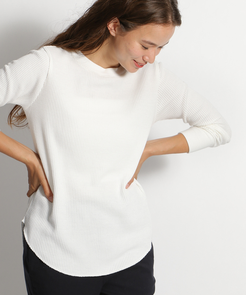 niko and...（ニコアンド）の「ベーシックワッフルプルオーバー（Tシャツ/カットソー・レディース・ベージュ/カーキ/オフホワイト/レッド・MEDIUM/LARGE）」の2枚目の写真