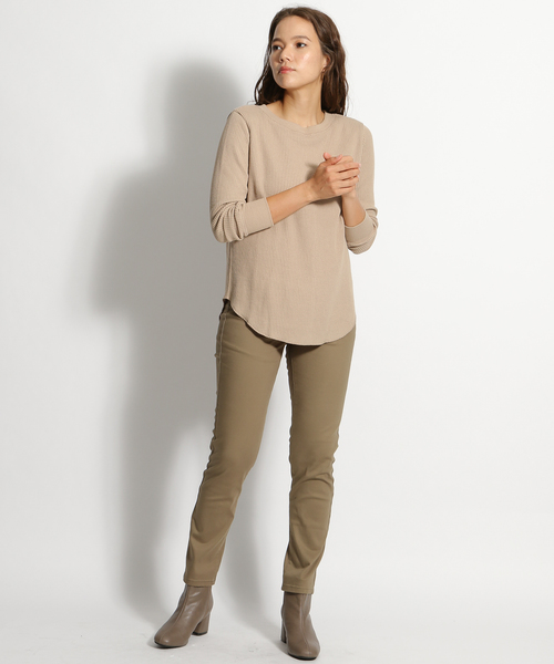 niko and...（ニコアンド）の「ベーシックワッフルプルオーバー（Tシャツ/カットソー・レディース・ベージュ/カーキ/オフホワイト/レッド・MEDIUM/LARGE）」の6枚目の写真